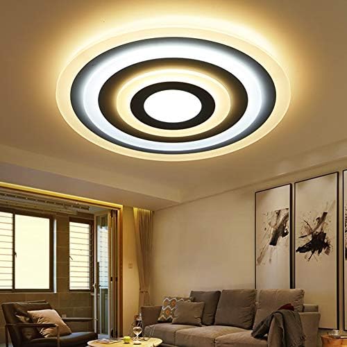 CCSUN Ceiling Lights for Living Room Modern, Modren Thin Acrylic Ceiling lamp Three-Rings Creative Ceiling Lighting Bedroom-White Light D:80cm-72W
