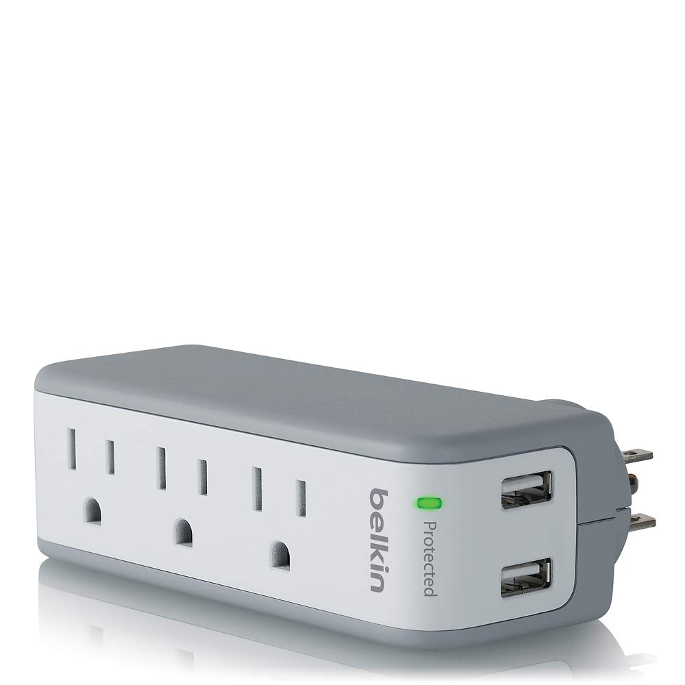 Belkin 3Outlet SurgePlus Mini Travel Swivel Charger Surge Protector with Dual USB Ports