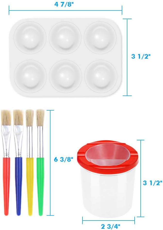 30 Pack Painting Tools Paint Brushes for Kids, Paxcoo Kids Paint Brushes with Paint Cups Paint Palette Tray for Kids Gifts Birthday Art Party School Prizes: Kitchen & Dining
