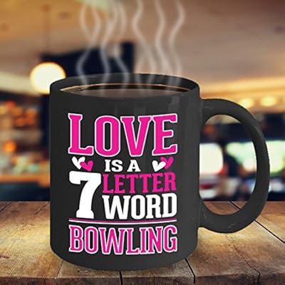 BOWLING COFFEE MUG ~ Bowling related gifts for kids, men, women and party White 11 oz office space coffee mugs