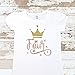 Olive Loves Apple Girls 4th Birthday Shirt Four Crown Princess Glitter Gold 4th Birthday Outfit, White Shirt, 4T