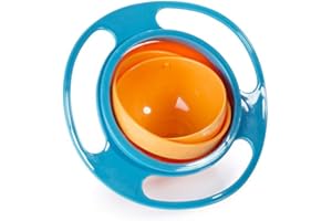 ESH7 Gyro Bowl Funny 360 Degree Rotate Spill-Proof Bowl with Lid Feeding Without Mess (Blue)