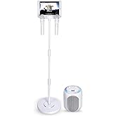 Singing Machine Portable Karaoke Machine for Adults &amp; Kids with 2 Wireless Microphones, Home Stage (White) - Built-in Karaoke Speaker, Bluetooth with LED Lights - Karaoke System with Voice Enhancer