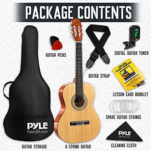 Pyle Left Handed ¾ Size Classical Acoustic Guitar Kit 36” Junior