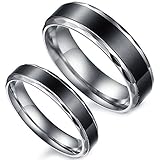 Flongo Black Vintage Love His and Hers Stainless Steel Wedding Engagement Promise Eternity Bands Ring