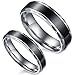 Flongo Black Vintage Love His and Hers Stainless Steel Wedding Engagement Promise Eternity Bands Ring