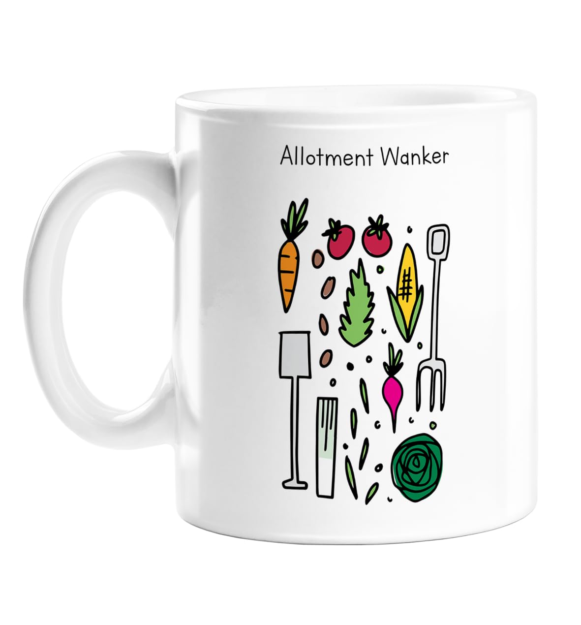 Allotment Wanker Mug | Deadpan Doodle Mug, Funny Gift for Gardeners, Housewarming Gift for Gardener, Joke Allotment Gift