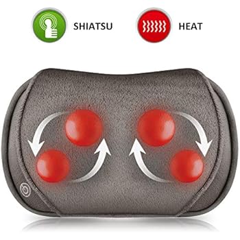 Snailax Shiatsu Massage Pillow with Heat -Deep Kneading Neck Shoulder Lumbar Calf Leg Foot Back Massager, Plush Cozy Design,Portable Electric Massager for Full Body Muscle Pain Relief