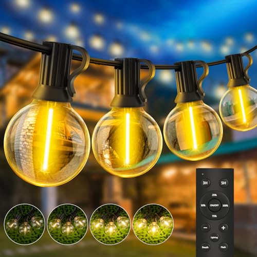 LED Lichterkette Außen Strom Outdoor 30m G40 Glühbirnen Garten Beleuchtung Balkon Lichterketten Aussen IP44 Wetterfest Pavillon String Lights mit Fern