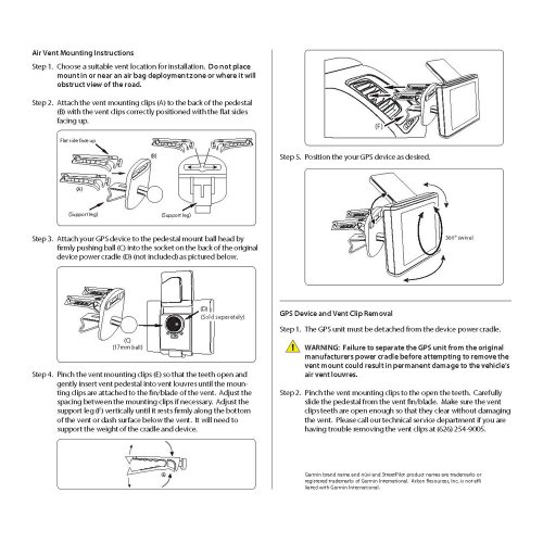 Arkon Removable Swivel Air Vent GPS Car Mount Holder for Garmin nuvi 40 50 200 2013 24x5 25x5 GPS - //coolthings.us