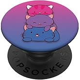 Bisexual Pride Kawaii Kitty Cat Stack Anime PopSockets Adhesive PopGrip