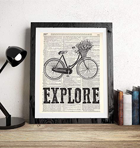 Explore Typography Upcycled Vintage Dictionary Art Print 8x10