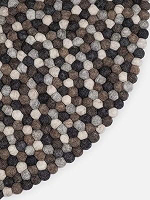 Mua Myfelt Nela Filzkugelteppich Rund Schurwolle Grau Beige