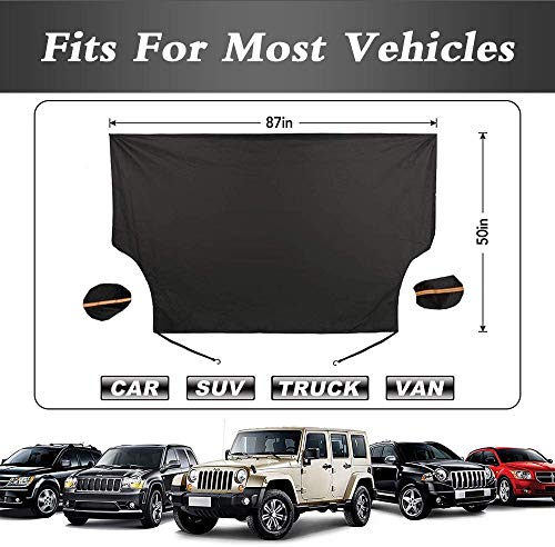 2019 Upgrade Version Car Windshield Snow Cover, Extra Large 87"x 50" 3 Layers Material Windscreen Protection Ice Removal Wiper Visor Sun Shade Protector for Most Vehicles Cars Trucks Vans and SUVs