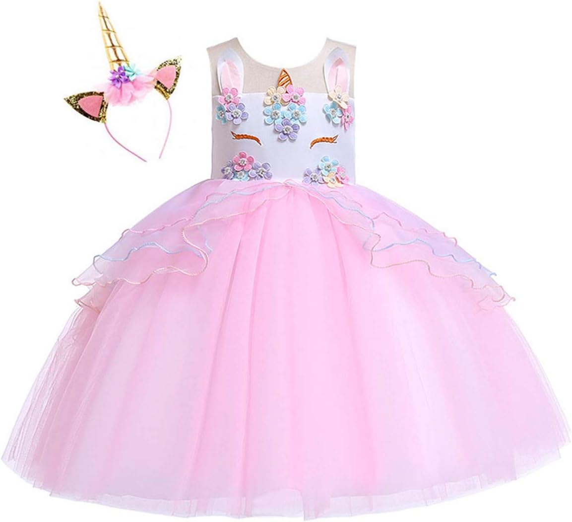 Kokowaii Fancy Girls Unicorn Dress up Fancy Costume for Pageant Party