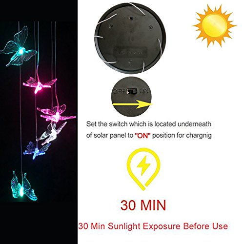 image for Youyuan LED Solar Wind Chime - Outdoor Waterproof Solar Powered LED Ch