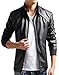 ZSHOW Men's PU Faux Leather Black Belted Design Quick Dry Slim Bomber Jacket Casual Wear(Black,Medium)