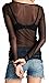 Imagenation Long Sleeve Mesh Sheer See Through Round Scoop Neck Top, Small, Black