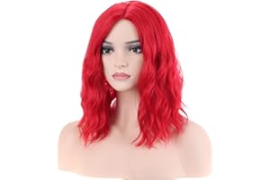 BERON 14 Inches Red Wig for Women Short Curly Wig Red Bob Wig Short Wigs Red Beach Wave Wigs for Daily Party