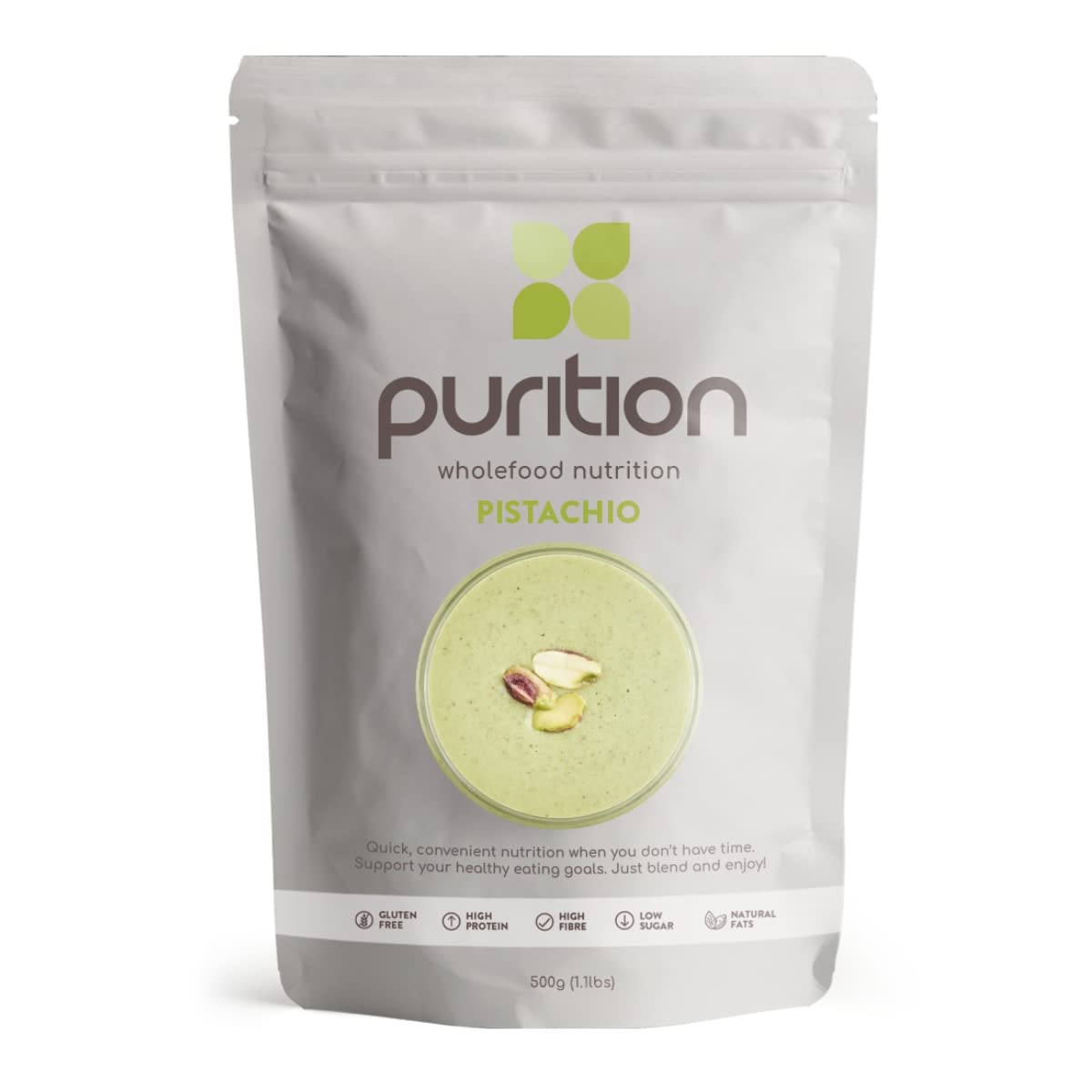 Purition Pistachio Large Bag | Premium High Protein Powder for Keto Shakes and Smoothies with Only Natural Ingredients for Weight Management | 1 x 12 Meal Bag
