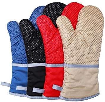 COMEING Oven Mitt with Non-Slip Silicone Grip,Heat Resistant to 500°F 2-Pack