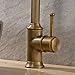 Vintage Deck Mount Single Hanle Control Single Hole Mixer Taps Swivel Lavatory Basin Taps Basic Style Antique Brass Tall Spout Vessel Bathroom Faucet