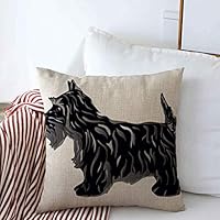 Starohou Throw Pillows Cover 16 x 16 Inches Terrier Black Scottie Dog Animals Wildlife Scotty Miscellaneous Silhouette Aberdeen Breed Canine Cute Cushion Case Cotton Linen for Fall Home Decor