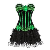 frawirshau Gothic Halloween Lace up Corset Skirt Moulin Rouge Showgirl Clubwear