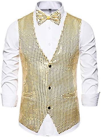 Amazon Co Jp ベスト スパンコール ステージ衣装 メンズ 蝶ネクタイ付き 余興 舞台 カラオケ衣装 Xl ゴールド ホビー