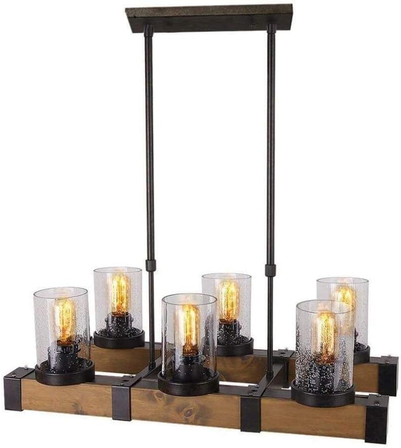 Lámpara de araña de madera vintage Lámpara colgante industrial antigua