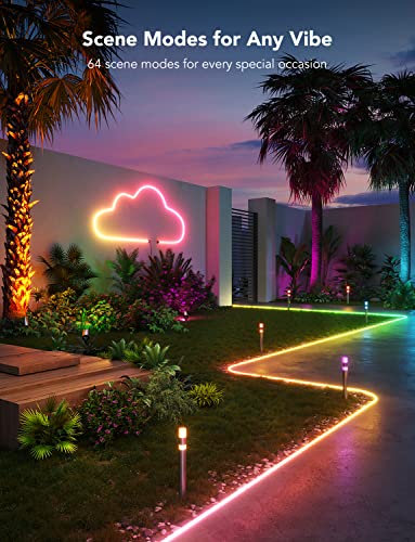 Govee Outdoor Neon LED Strip 10M, RGBIC LED Strip, App&WiFi Control, IP67 | 16 Million DIY, 64+ Scene Modes, Music Sync, Alexa&Google Assistant, Easy Installation, Garden/Backyard/Yards/Walls/Pathway
