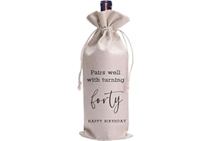 LANBAIHE 40th Birthday Wine Bag,Funny Birthday Party Gifts,Forty Years Old Birthday Gifts Wine Bag for Mom,Wife, Friend,Sister,Brother, Him,Colleague,Coworker (40th Wine Bags)