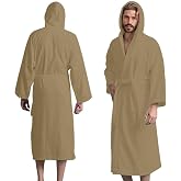 Men&rsquo;s Hooded Bathrobe, 100% Cotton Terry Bathrobe, Spa Style Bath Robe, Absorbent Shower Robe, Lightweight Towel Bathrobes