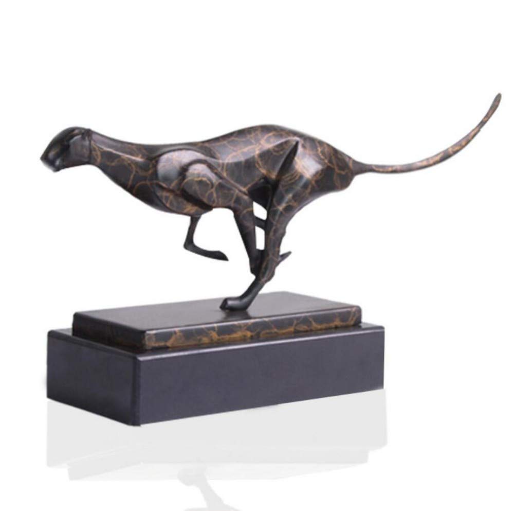 Leopard Sculture Black Leopard Bronze Resin runing