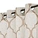 jinchan Linen Curtains for Living Room, Moroccan Tile Printed Curtains 84 Inch Length for Bedroom, Lattice Light Filtering Drapes, Grommet Top Window Treatments, Taupe on Beige, 2 Panels Set