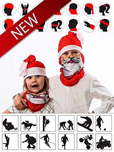 Christmas Santa Tubular Half Face Mask Neck Warmer Unisex Costume Headwear Gift Set - Thumbnail 3
