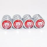 US85 Red Jaguar Logo Emblem Auto Car Wheel Tire Air Valve Caps Stem Cover Cover Accessories Decoration Birthday Gift (Silver Chrome)