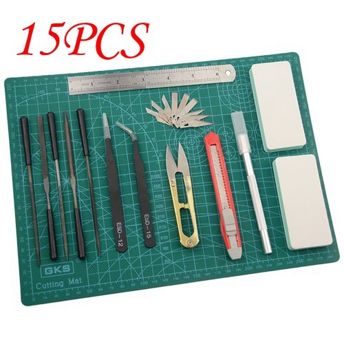 image for BXQINLENX Professional 15 PCS Model Tools Kit Modeler Basic Tools Craf