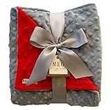 MEG Original Minky Dot Baby Baby Blanket Red/Gray