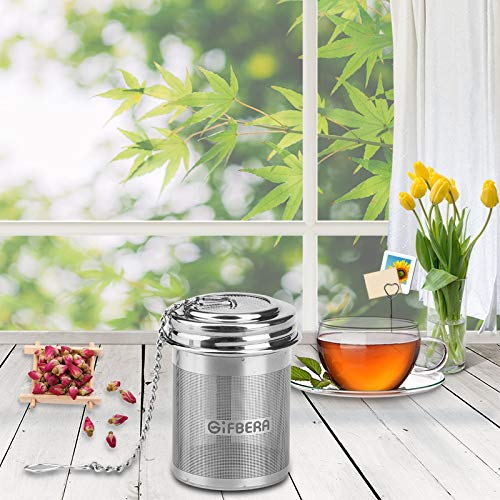 Gifbera Loose Leaf Tea Ball Infuser & Cooking Strainer 2 Pack Set, Stainless Steel Extra Fine Mesh Tea Infuser Diffuser with Chain Hook for Brewing Loose Leaf Tea, Spices & Seasonings