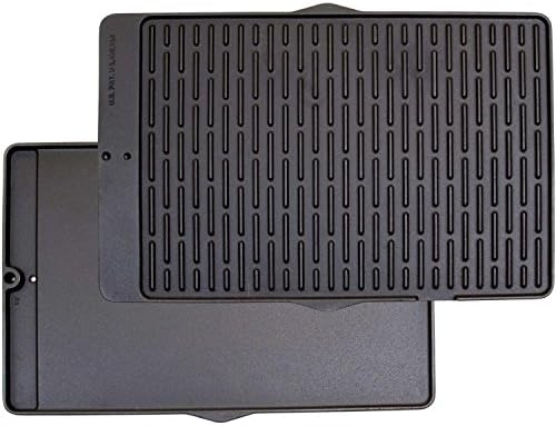 Gas Grill Dual Sided Cast Iron Coated Cooking Griddle 19-3/8" x 12-1/2" x 3/4"