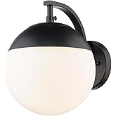 Golden Lighting Dixon 1-Light Wall Sconce in Matte Black and Opal Glass