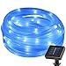 LE® 23ft LED Solar Rope Lights, Waterproof, 50 LEDs, 1.2 V, Blue, Portable, with Light Sensor, Outdoor Rope Lights, Ideal for Christmas, Wedding, Party