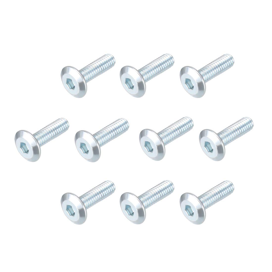 sourcing map M6x20mm Furniture Screw Hex Socket Cap Machine Screws Zinc Plated Fasteners Bolts Full Thread Carbon Steel 20Pcs