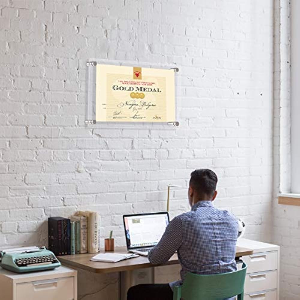 8.5x11 Clear Acrylic Wall Mount Floating Picture Frame A4 Letter Size