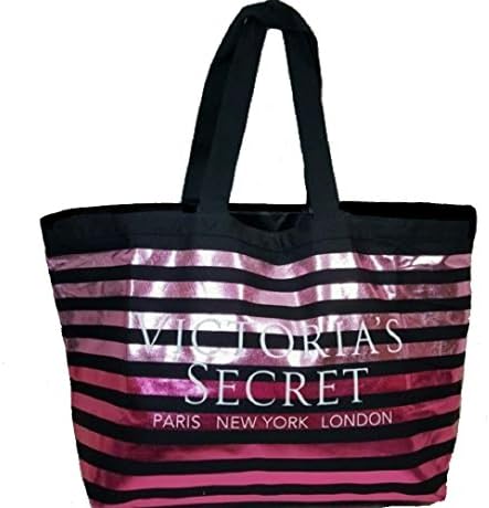 Victoria's Secret Pink Metallic Ombre Striped Tote Bag
