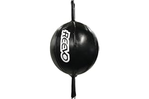 Reevo Double End Boxing Bag - Genuine Leather Double Punching Bag - Ideal Dodge Training Ball for MMA, Muay Thai, Kickboxing
