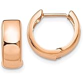 14K Gold Huggie Hoop Earrings (5mm Wide Huggie), Real 14k Gold Hoops