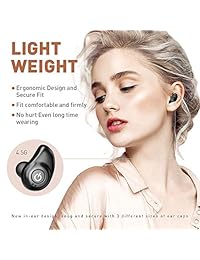 Relaxyo   Auriculares inalámbricos Bluetooth 5.0 con micrófono para Android iOS, estéreo de alta fidelidad, auriculares de emparejamiento automático con funda de carga de 2000 mAh