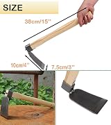 LANYOTA Garden Hoe with Wooden Handle 38x11cm Digging Weeding Tool view 4